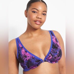 NWT Cacique Lane Bryant Microfiber Unlined High Apex Bra Marble Purple Size 50DD